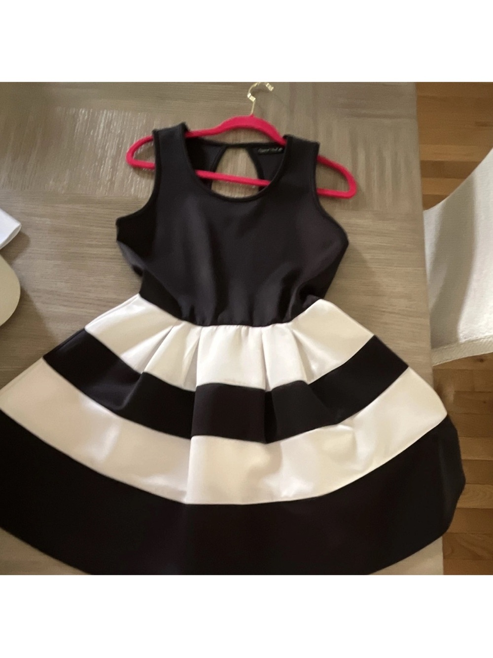 Classic Black & White Striped Party Dress for Girls